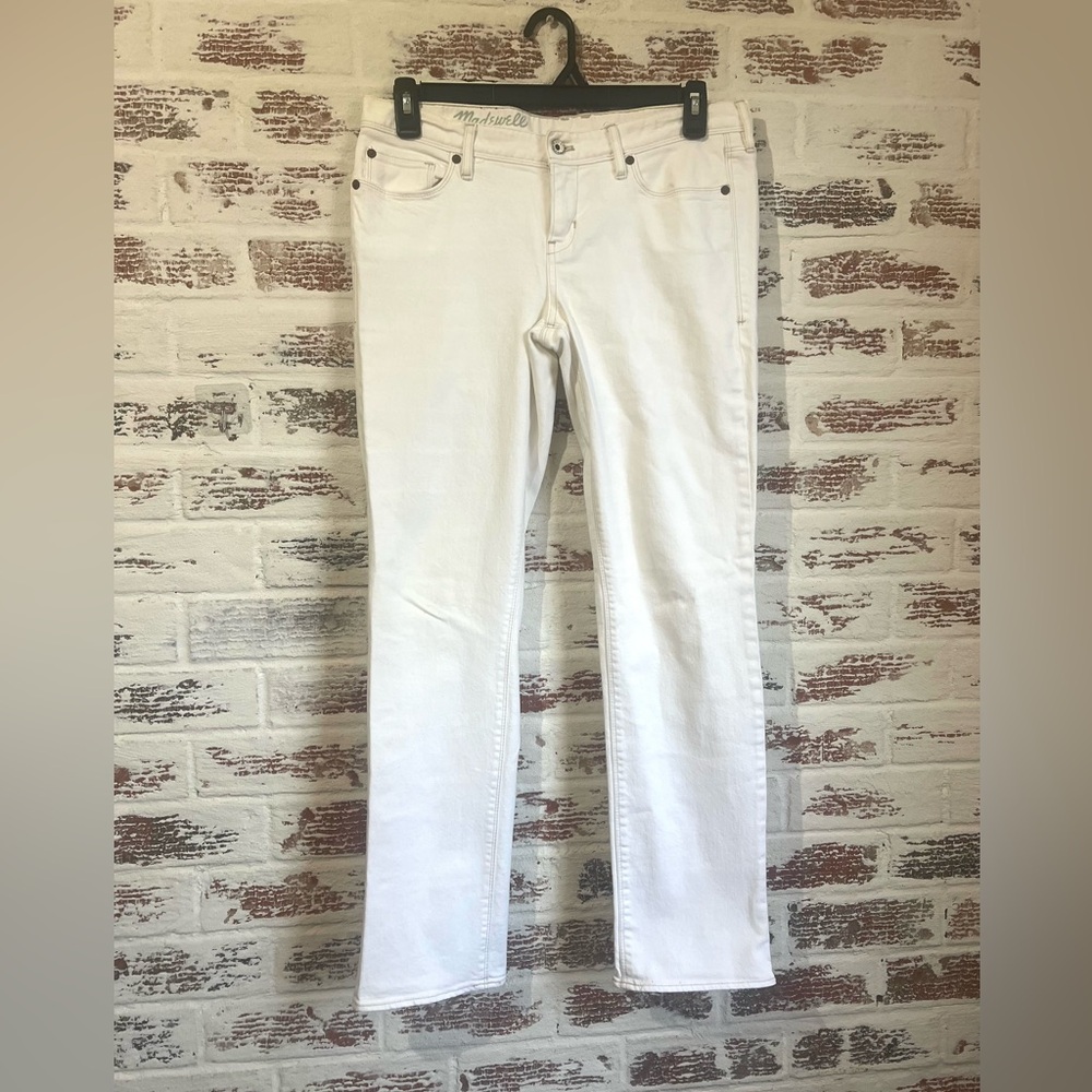 Madewell Jeans Rail Straight White Cotton Blend Resort Sz 31x32
